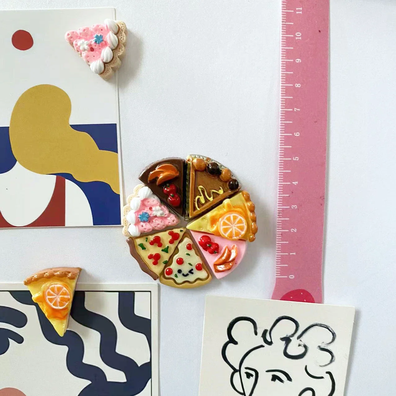 Cartoon Pizza Food Refrigerator Magnets Creative Box Decorative Photo Message Post Home Furnishing
