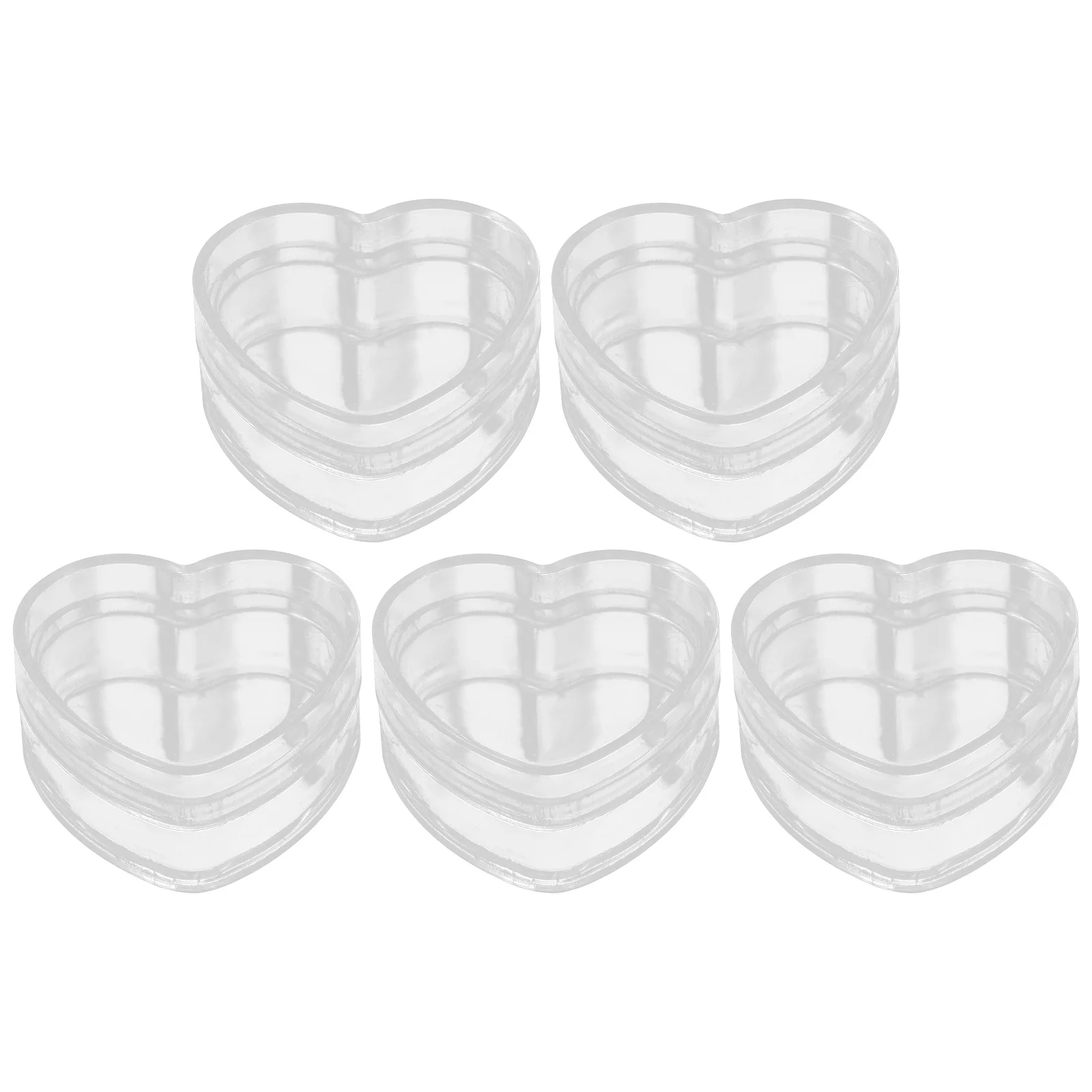 

5Pcs Heart Shape Storage Boxes Clear Gift Containers for Jewelry Candy Favors Decorative Treat Cases Small Transparent Box Bulk