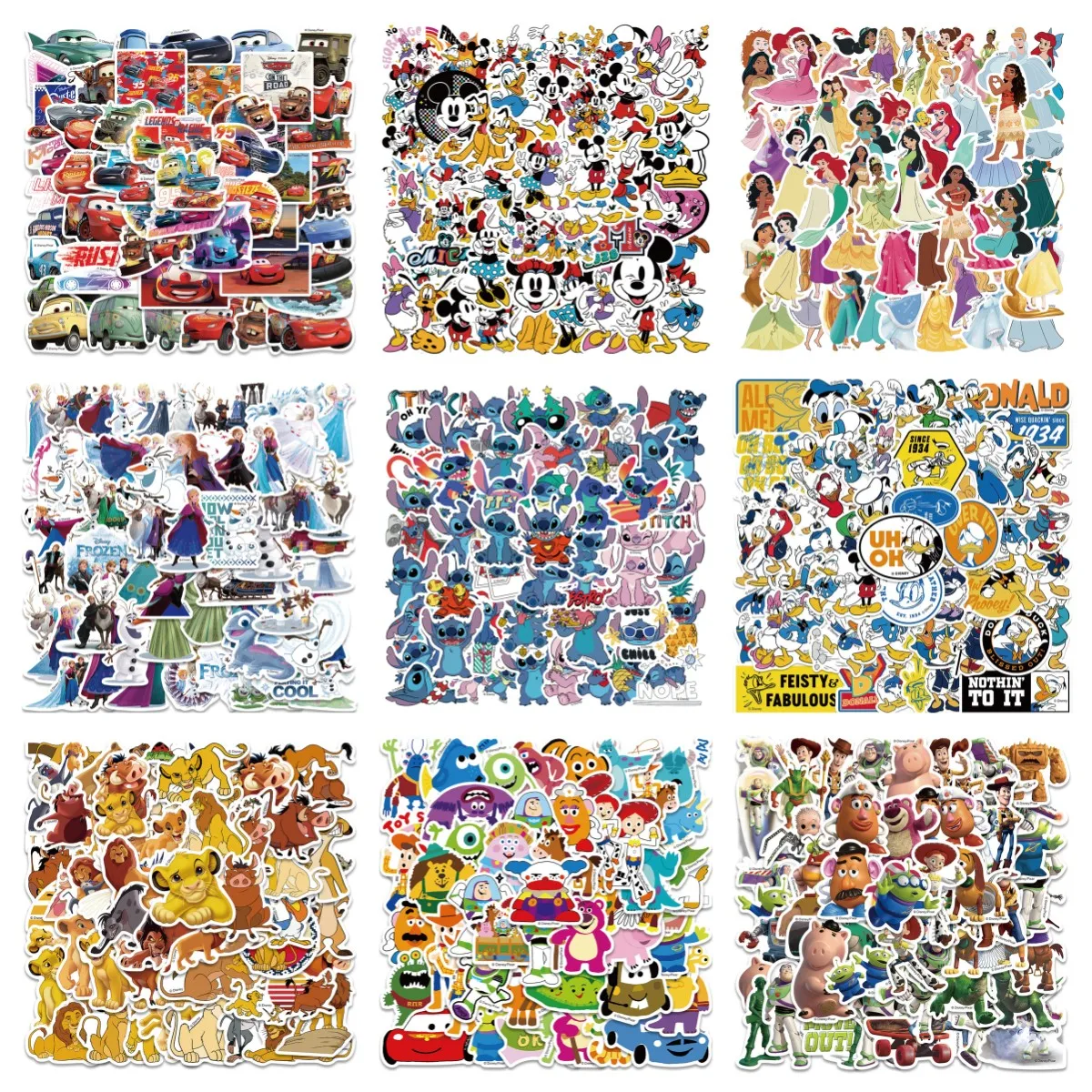 

50pcs Cute Cartoon Anime Disney Stickers Decals For Laptop Water Bottle Luggage Skateboard Phone Vinyl Waterproof Graffiti