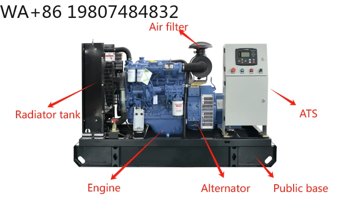Grupo Gerador de Estrutura Aberta 30KW 37.5KVA 230V-480V 60Hz com Partida Automática ATS - Fonte de Alimentação de Emergência Industrial