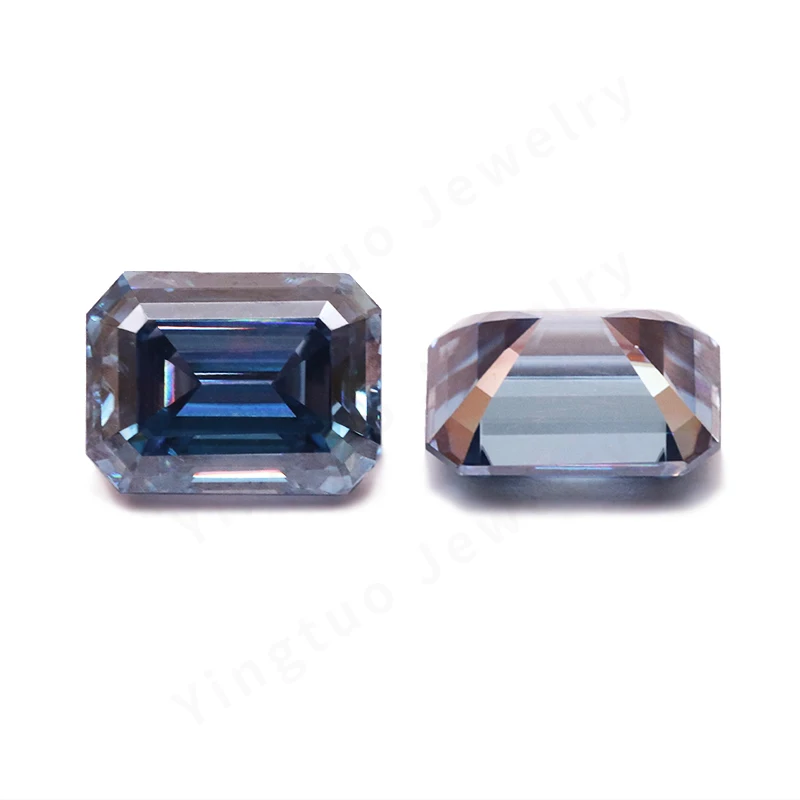 Sapphire Blue Emerald Cut Moissanite Loose Stone VVS1 Lab GRA Certified 6*8mm 2ct Moissanite Diamonds