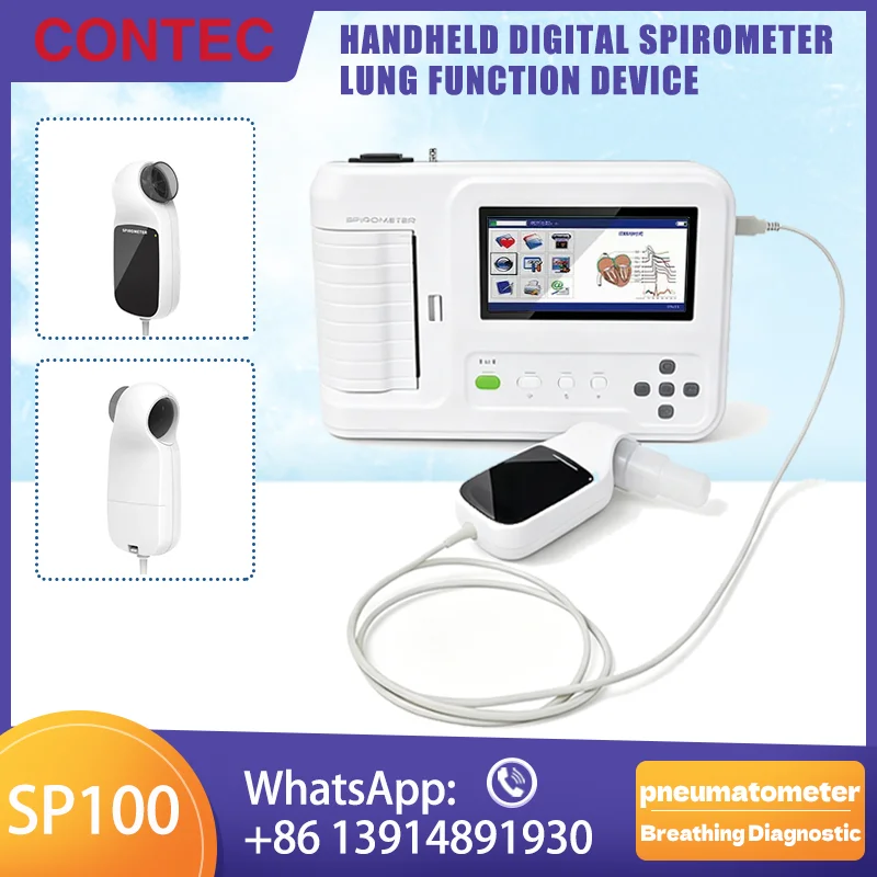 Espirómetro Digital Portátil CONTEC SP100, Dispositivo de Función Pulmonar con Pantalla LCD, Herramienta de Diagnóstico Respiratorio con Software FVC, VC, SVC, MVV