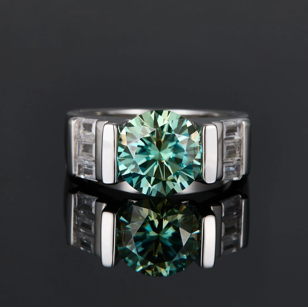 3 Carat Real Green Moissanite Diamond Rings for Men Women s925 Silver Moissanite Finger Ring Plate 18k Gold Gifts Fine Jewelry
