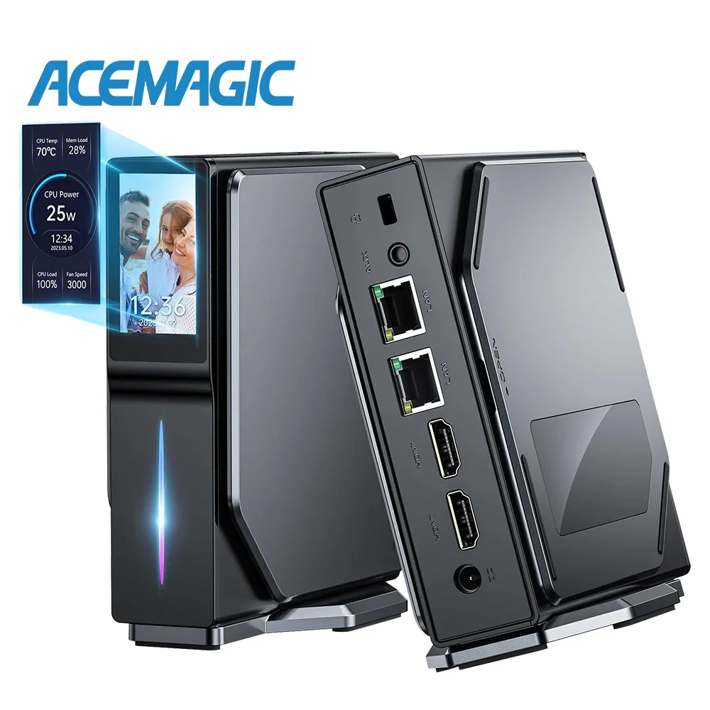 ACEMAGIC S1 Mini PC Gamer Windows 11 Intel 12th Alder Lake N100 DDR4 16GB 512GB WIFI5، بلوتوث 4.2 VGA كمبيوتر ألعاب
