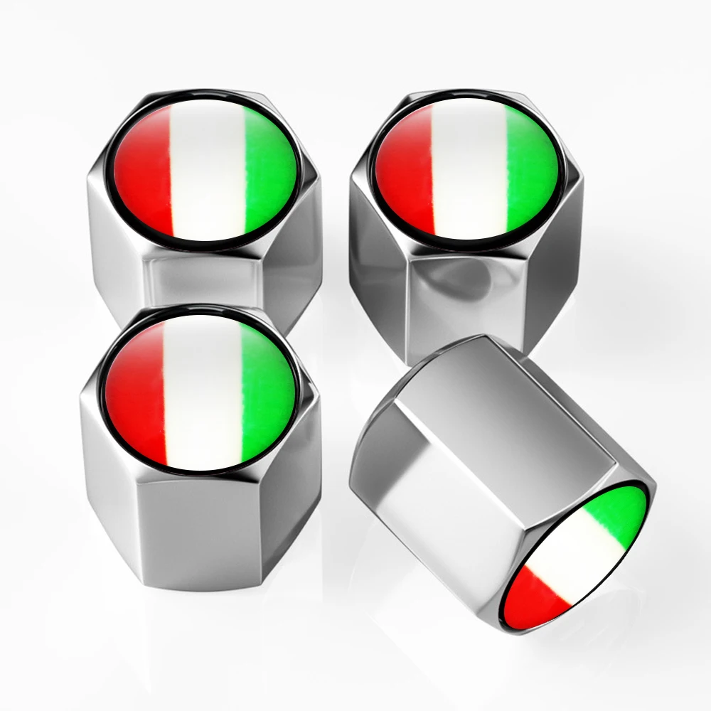 4Pcs/set Italy Flag Car Air Valve Stem Caps Car Accessories  Car Wheel Air Cover Dust Proof for Volkswagen BMW Benz Tesla Toyota