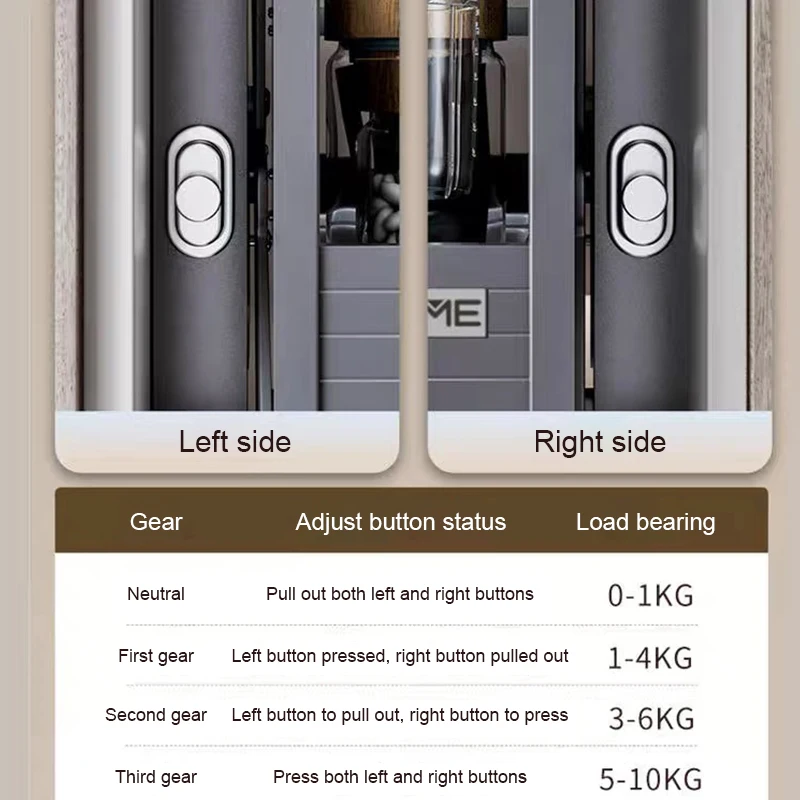 تخزين ناعم ومغلق من المعدن حتى ملحقات الرف متعددة الوظائف نظام رفع سلة قابل للتعديل سحب أسفل خزانة المطبخ #5