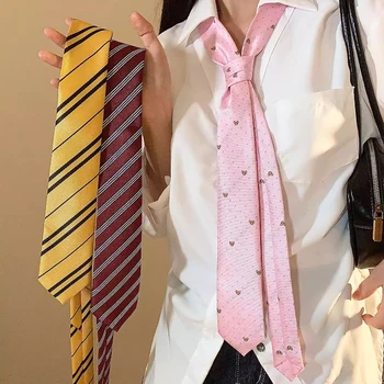 College Style Striped Ties Girls Uniform Shirt Neck Tie Multi-function Long Waistband Belt Neckties School Boys Ties Accessories