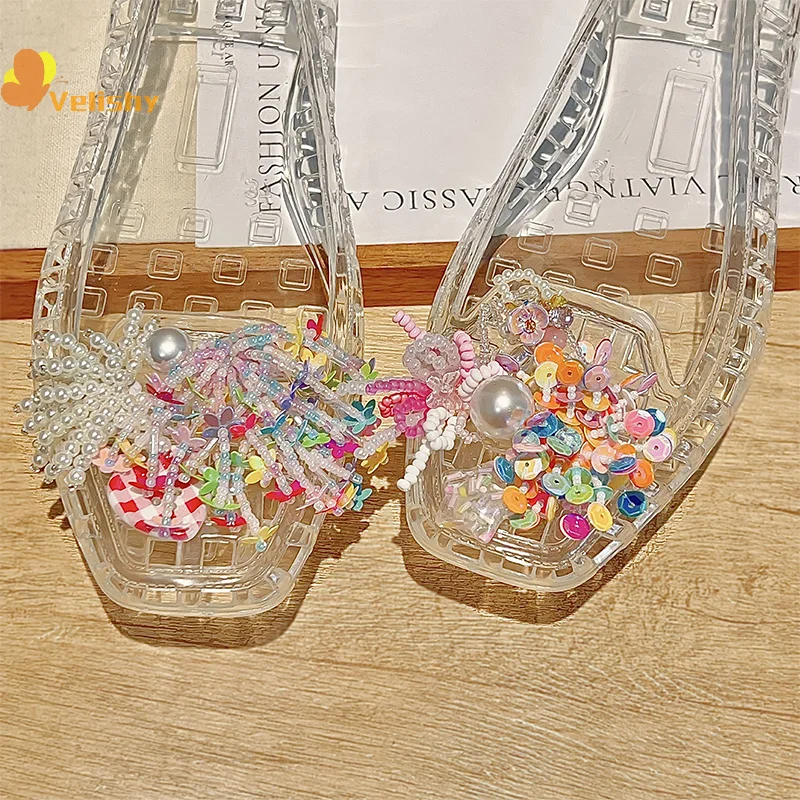 

Dopamine Handmade Beaded Jelly Shoes Sandals Accessory DIY Decorative Shoe Flower Slippers Shoe Buckle Accessories
