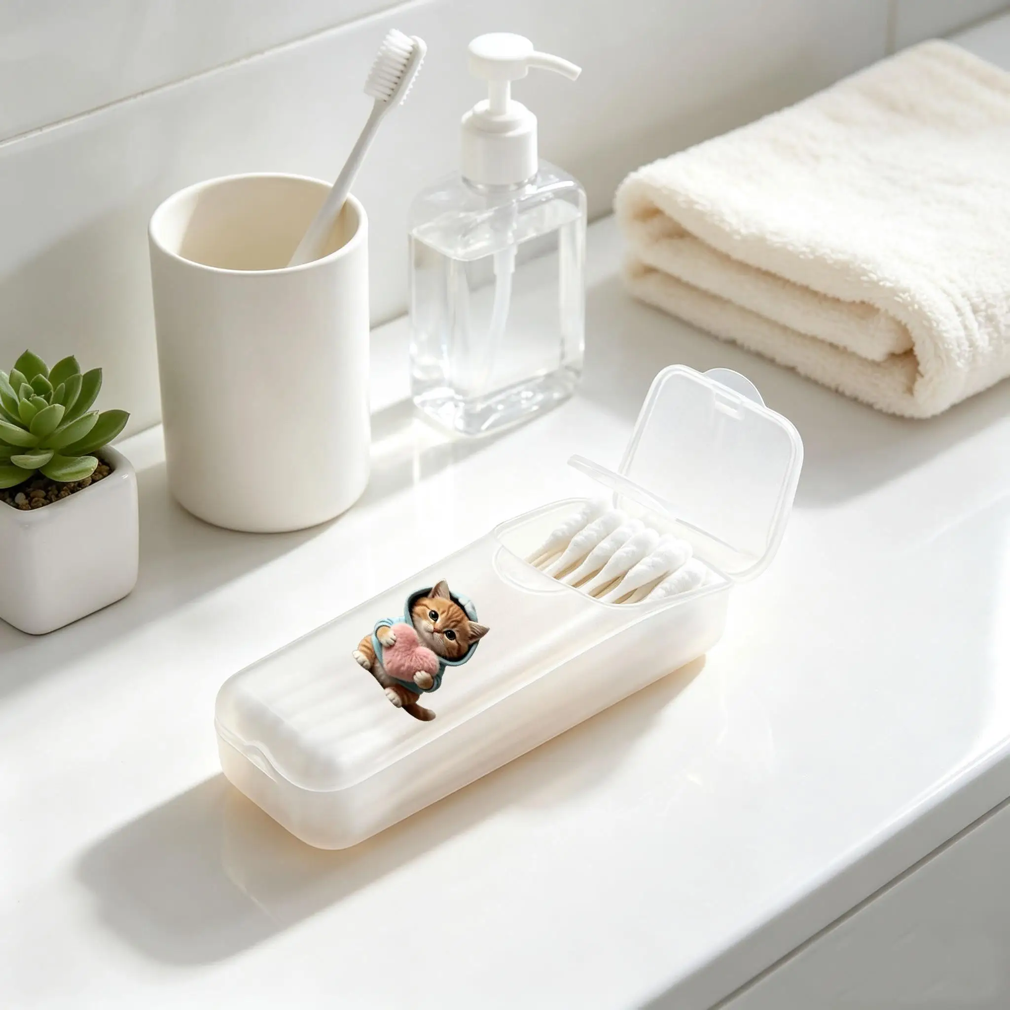 Cute Cat Mini Storage Box, Travel Pill & Capsule Case, Food-Grade PP Container for Toothpicks, Dental Floss, Small Parts & Tiny