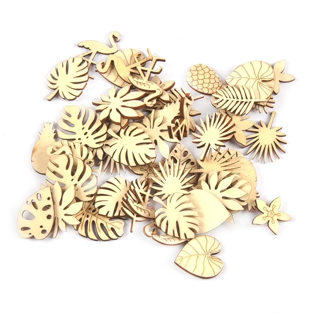 25Pcs Banana Leaf/Pineapple/Flamingo Wooden Crafts For DIY Supplies Handmade Scrapbooking Accessories Ornaments Home Decor c3294