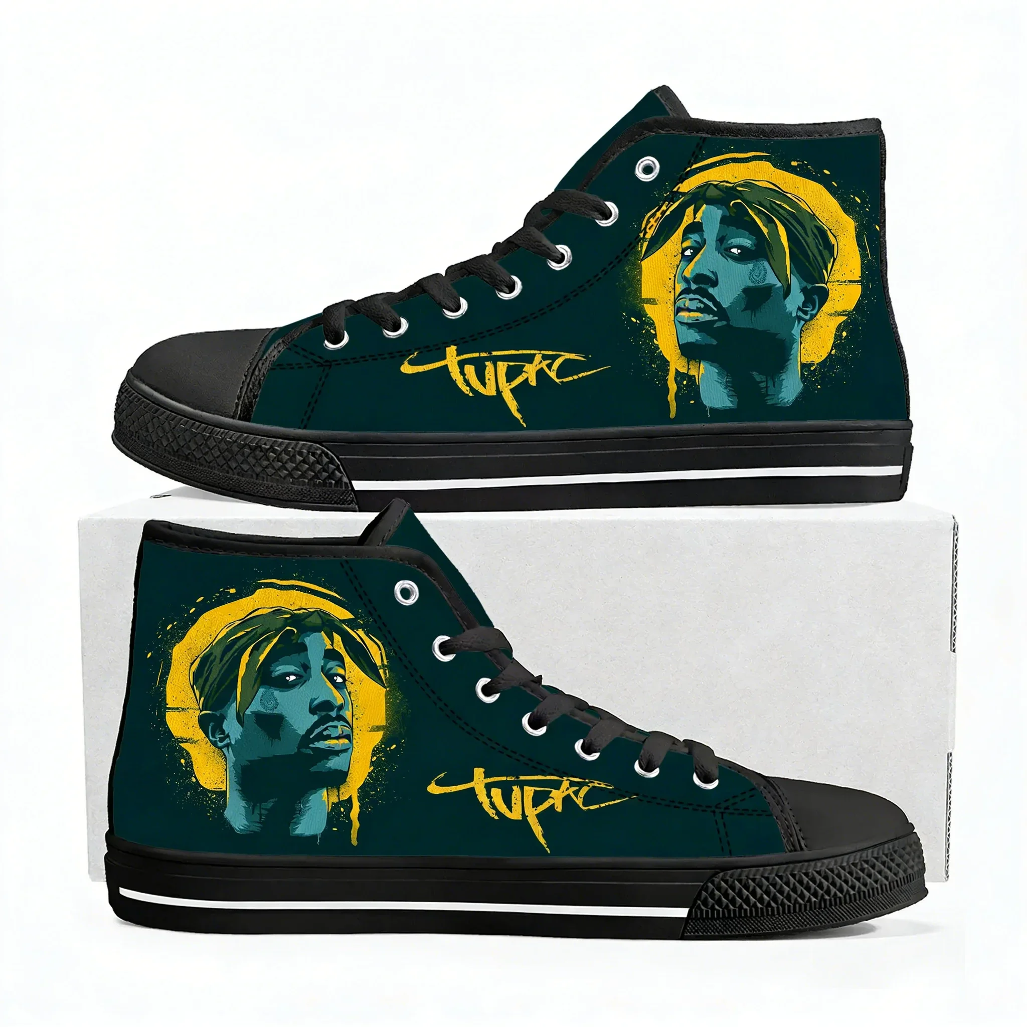 Tupac Rapper 2Pac  Casual Funny Cloth 3D Print High Top Canvas Fashion Shoes Men Women Lightweight Breathable Sneakers