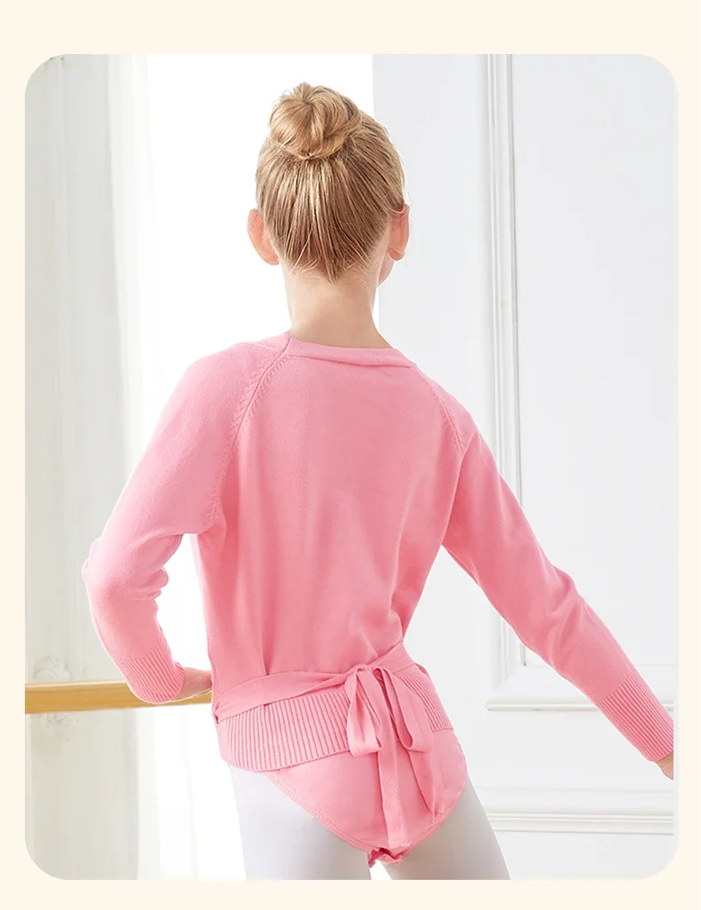 Mädchen Tanzpullover Langarm Strickjacke Tops, Kinder Ballett Übung Wickelschal, Winter Trainingsmantel für Mädchen – Detail 9
