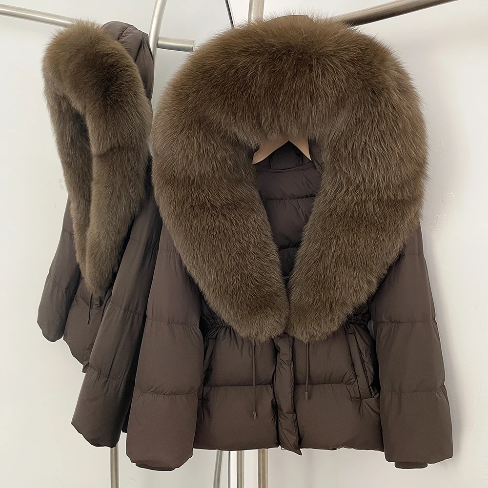 Reality Pelz Jacke Echtpelz Kragen Ente Unten Mantel Weibliche Winter Mit Kapuze Warme Fuchs Pelzmantel Frauen Natürliche Waschbären Pelz Puffer Jacke