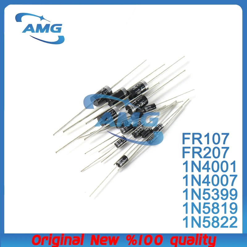 100PCS 1N4007 1N4001 1N5819 1N5399 FR107 FR207 DO41 IN4001 IN4007 IN5819 IN5399 Rectifier diode