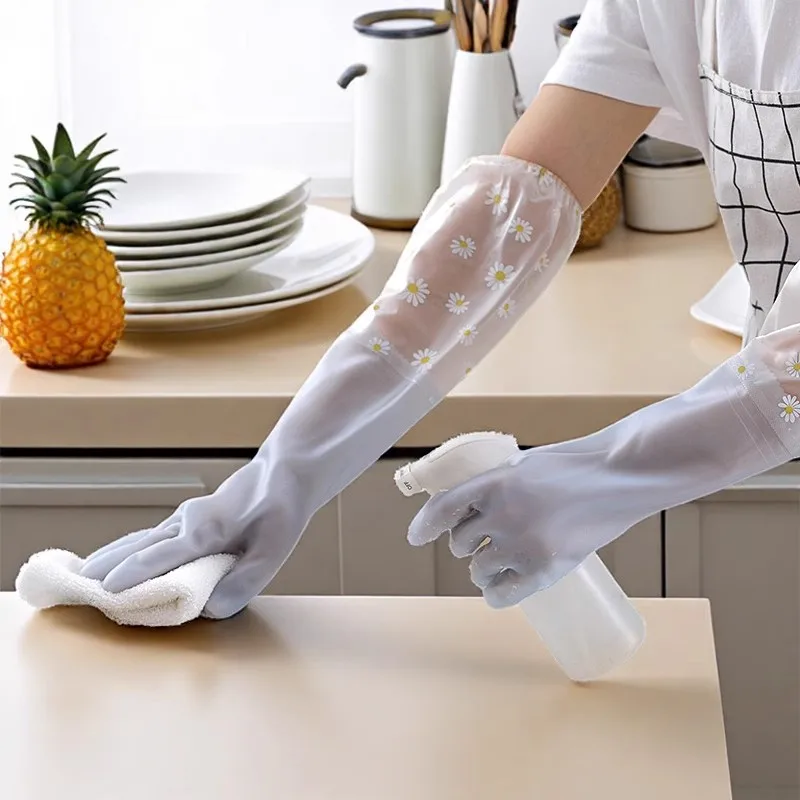 Luvas para lavar louça, limpeza doméstica, cozinha, à prova d'água e à prova de óleo, látex de borracha, luvas para lavanderia