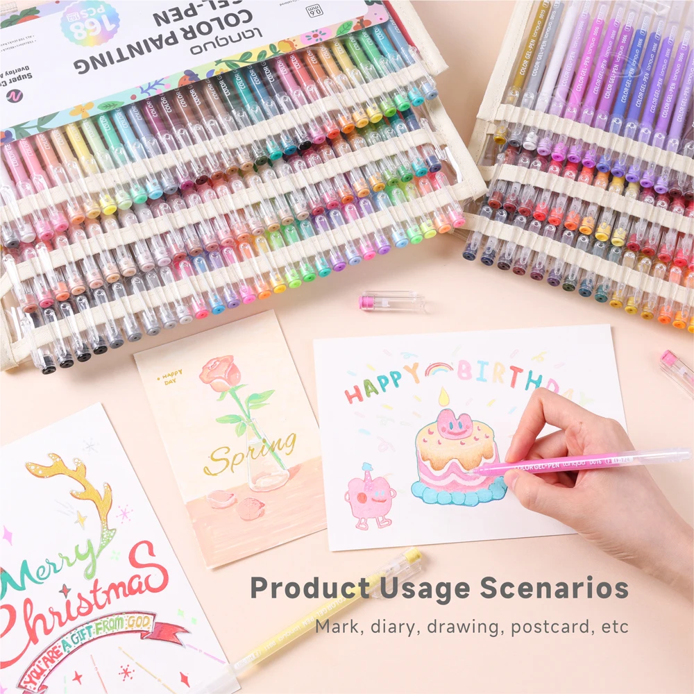 168 Pcs/Set Master Edition Colored Painting Gel Pen 162 Colors with Case Large Capacity Art Line Sketch Drawing  Coloring Pens