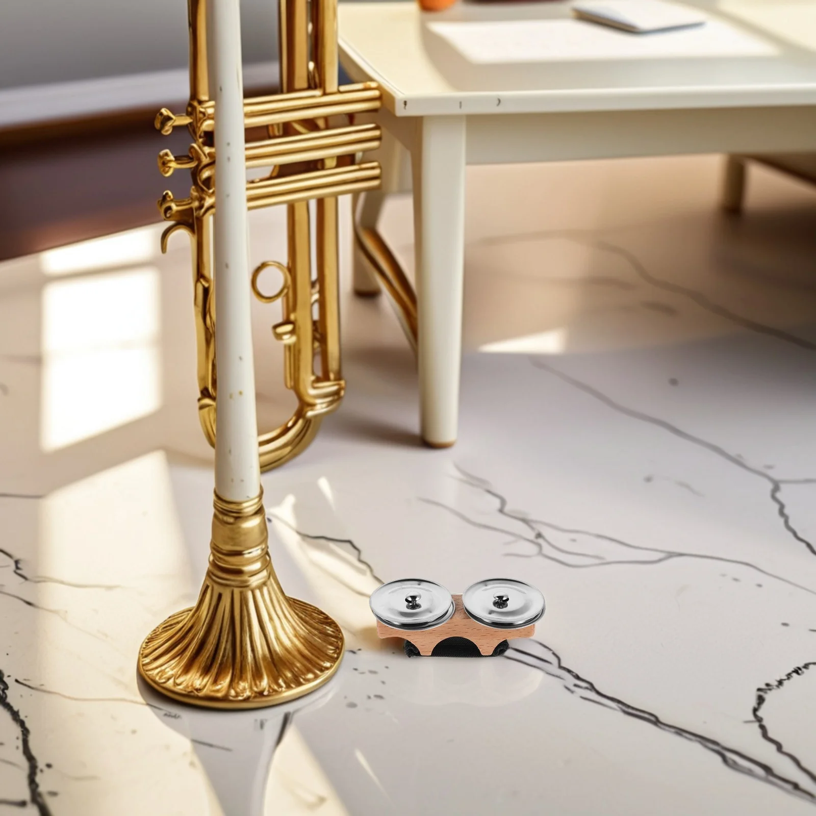 

Finger Cymbal Tambourines Cymbals for Kids Guitarists Drum Accessories Wooden Jingles Bells