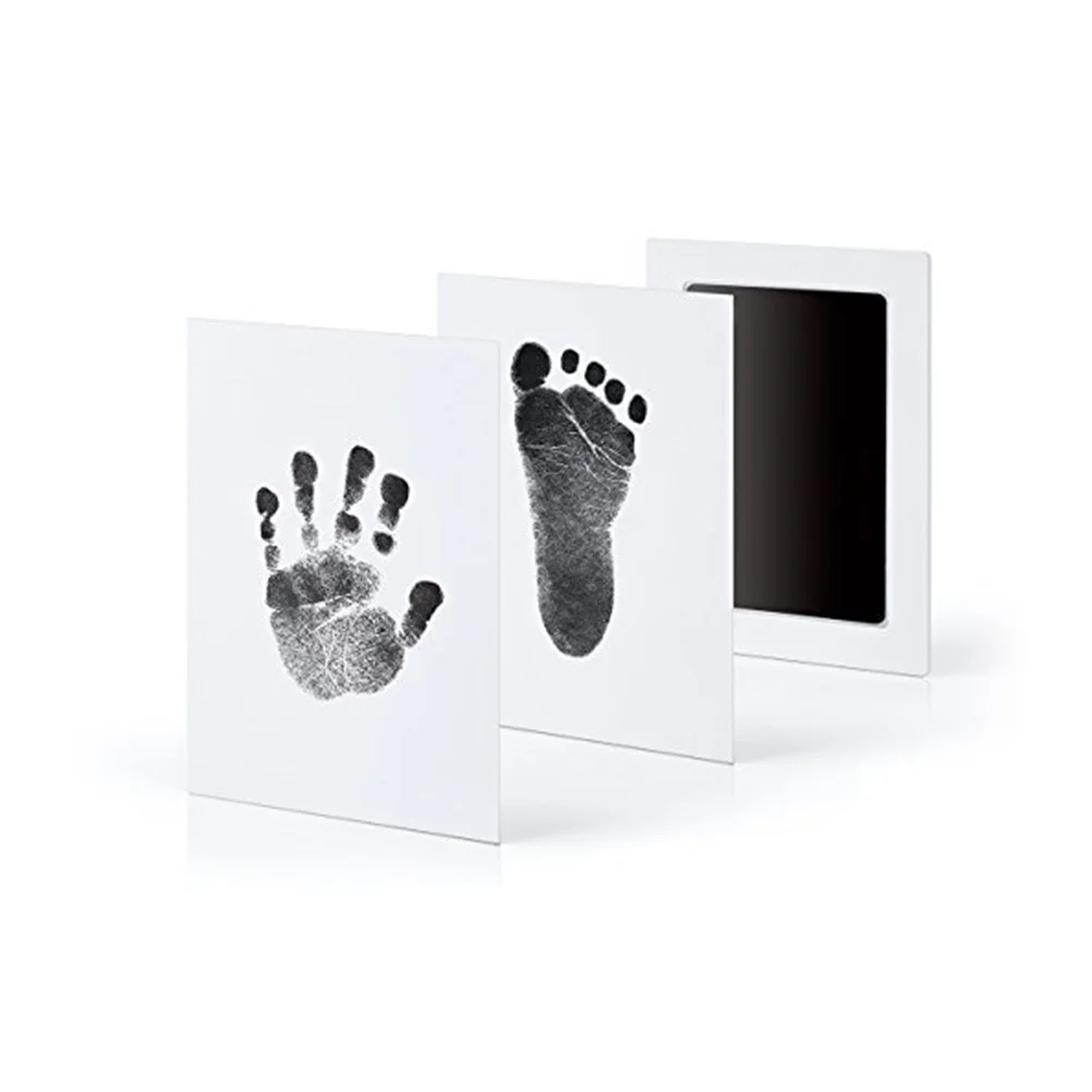 

Baby Handprint Footprint Kit Wooden Photo Frame Stamp Ink Pad Infant Shower Gift Infant Footprint Frame