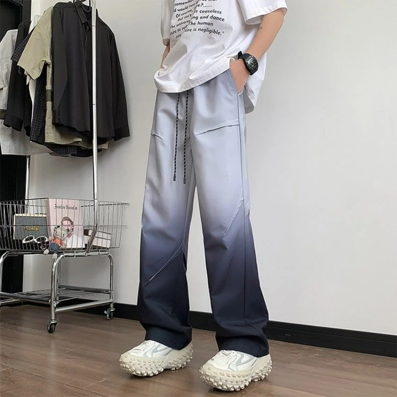 

GELITAYIN Contrast Color Baggy Men's Casual Straight Pants Summer Original Clothing Y2k Korean Style Sale Aesthetic Classic Male