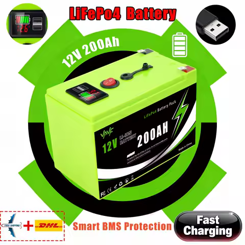 200AH🖨️12v Rechargeable Battery Lithium Iron Phosphate Battery with BMS for Reliable RV, Off-Grid, Marine&amp;Solar Applications