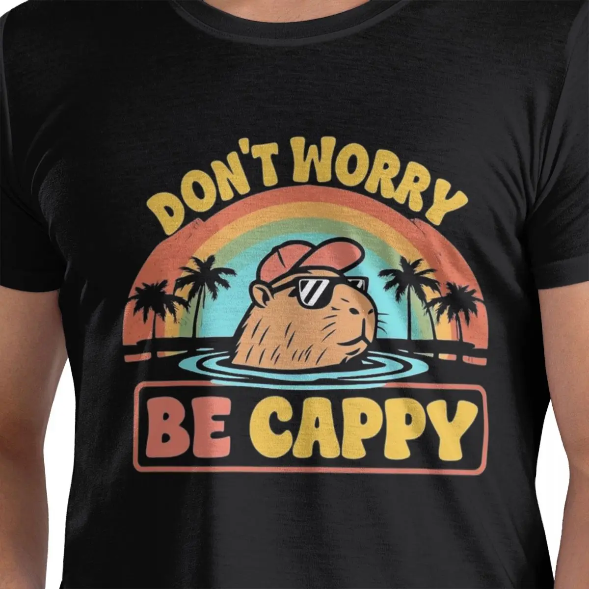 

Embrace The Capybara Craze Don't Worry Be Cappy 100% Cotton T-Shirt Men's Funny T Shirts Men O-Neck Short Sleeve S-6XL