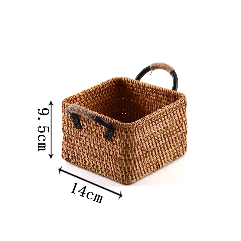 Dried fruit rattan basket,handmade,Chinese retro,desktop storage,primary color/carbonization,home,creative fruit dessert basin