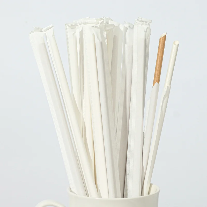 5000pcs Drinking Straw Brown single Pack for Wedding Anniversary Birthday Baby Shower Party Supplies Coffee Drinkware 6mm*230mm