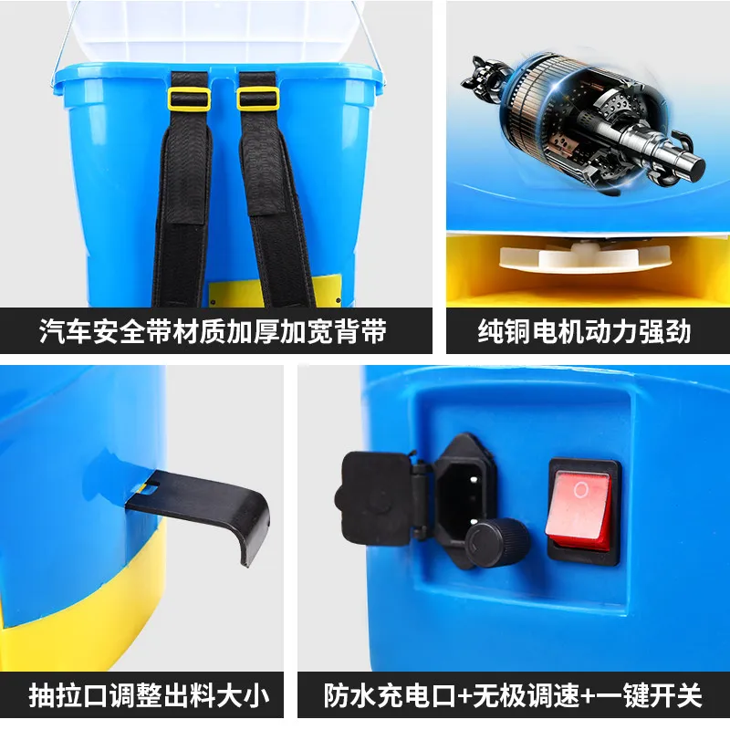 20L Back Electric Fertilizer Applicator, Automatic Seeder, Fertilizer Spreader, Multifunctional Feeding Machine for Launching