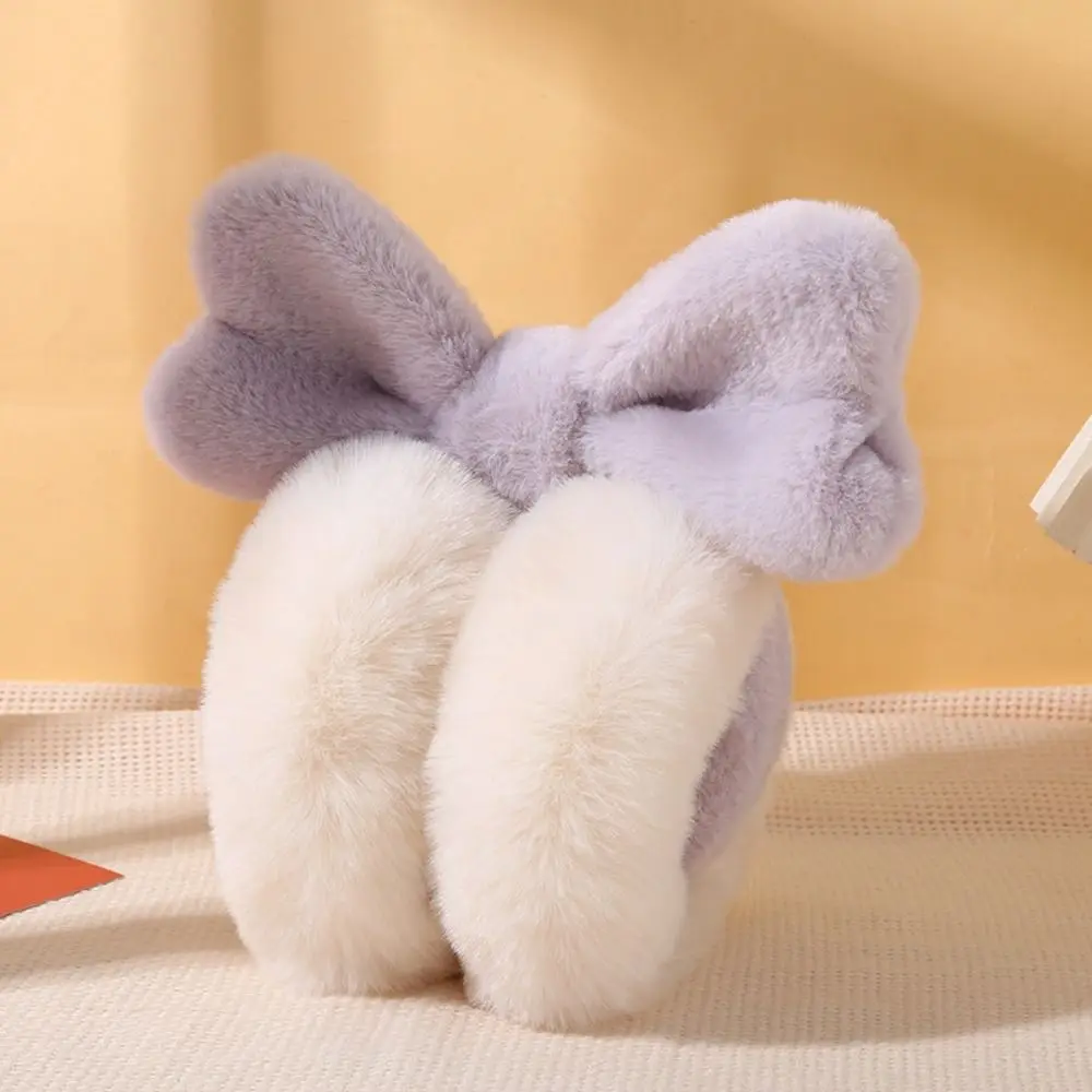 

Soft Foldable Plush Earmuffs Wind Proof Ear Protection Bowknot Ear Earmuffs Earflap Keep Warmer Winter Ear Cover Winter