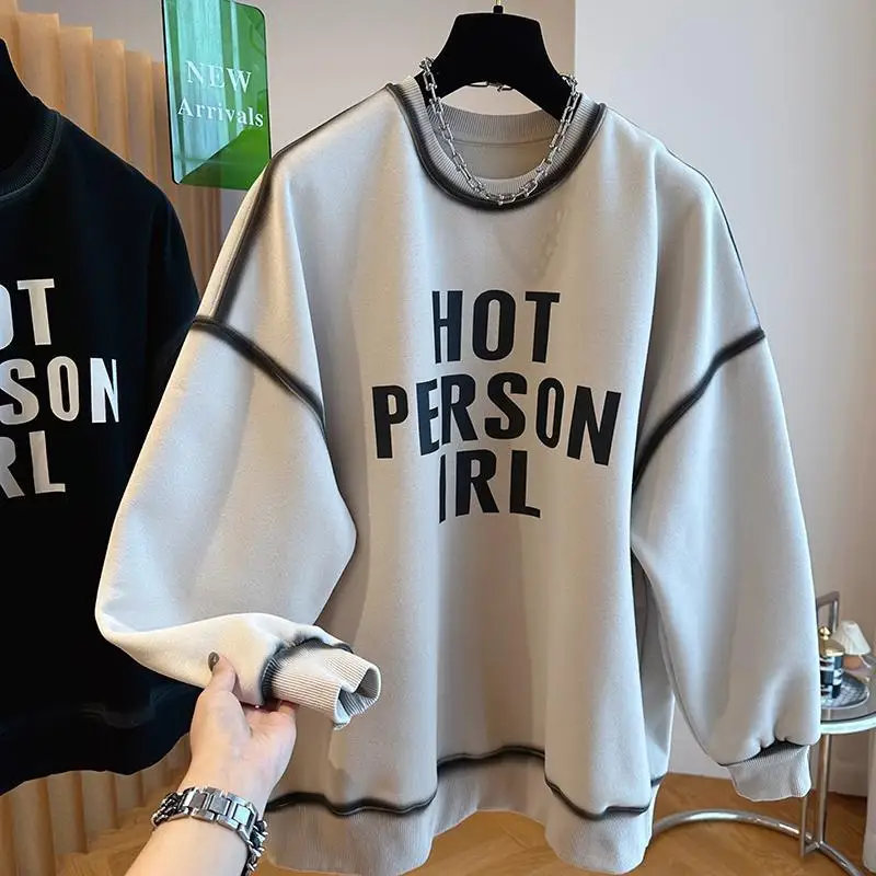 

Мужской свитшот оверсайз с капюшоном и флисовой подкладкой, повседневный модный пуловер с круглым вырезом для осени и зимы, комфортный крой