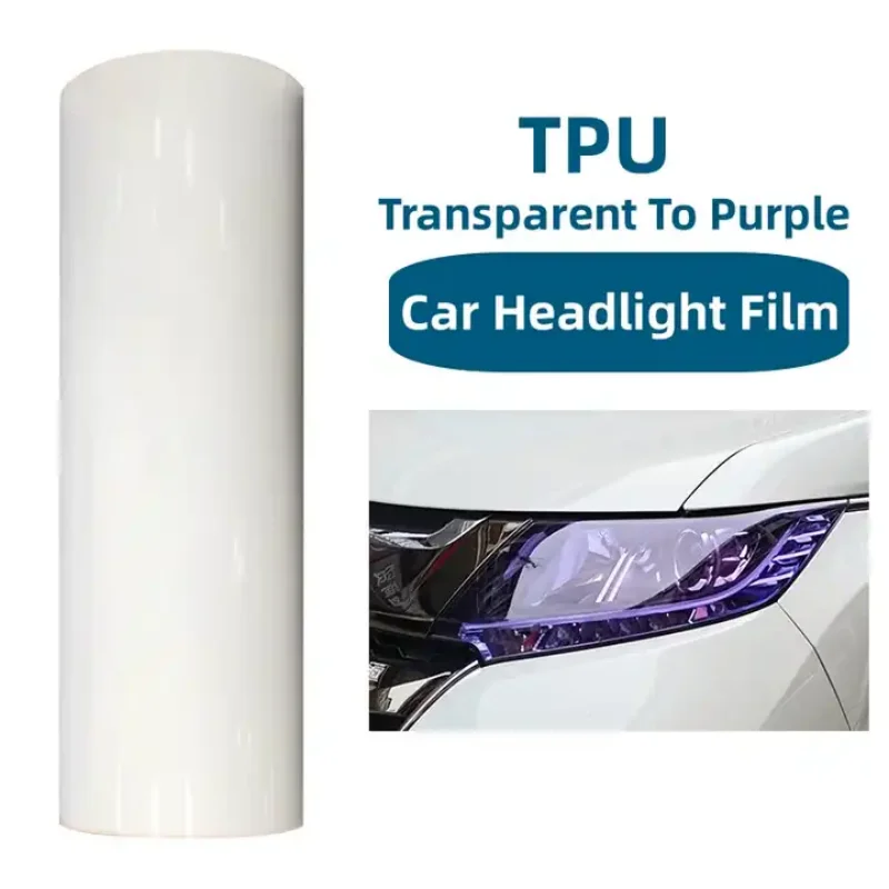 Car Headlight Protection Film White To Black TPU Photochromic Smart Headlight PPF Protection Film Car Lamp Film Anti Scratch