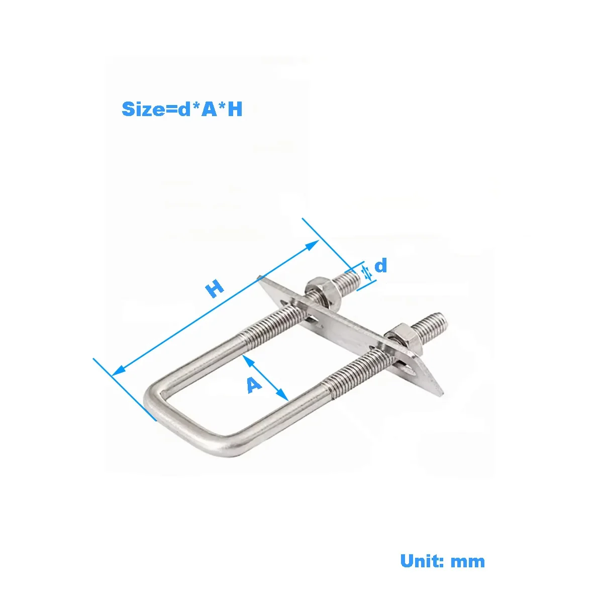 

304 Stainless Steel Square Clamp Right Angle u-Shaped Clamp / U-Shaped Bolt/ U-Shaped Screw Square Tube Fixing Piece M6M8