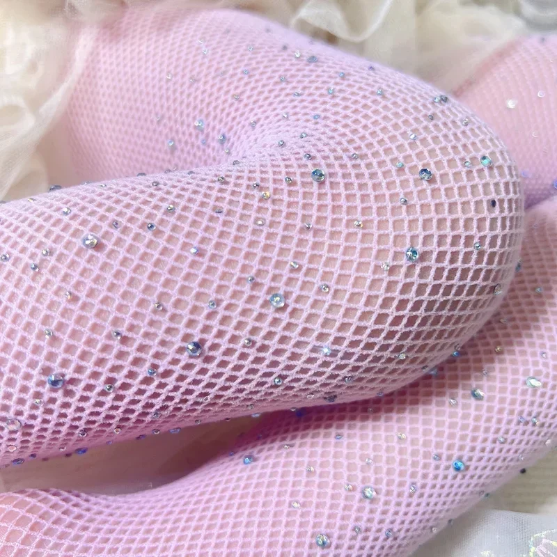 เด็กสาวTightsแฟชั่นFishnetถุงน่องลูกไม้Rhinestone Glitter Pantyhoseสําหรับเด็กสาวฤดูร้อนตาข่ายถุงเท้าเด็ก