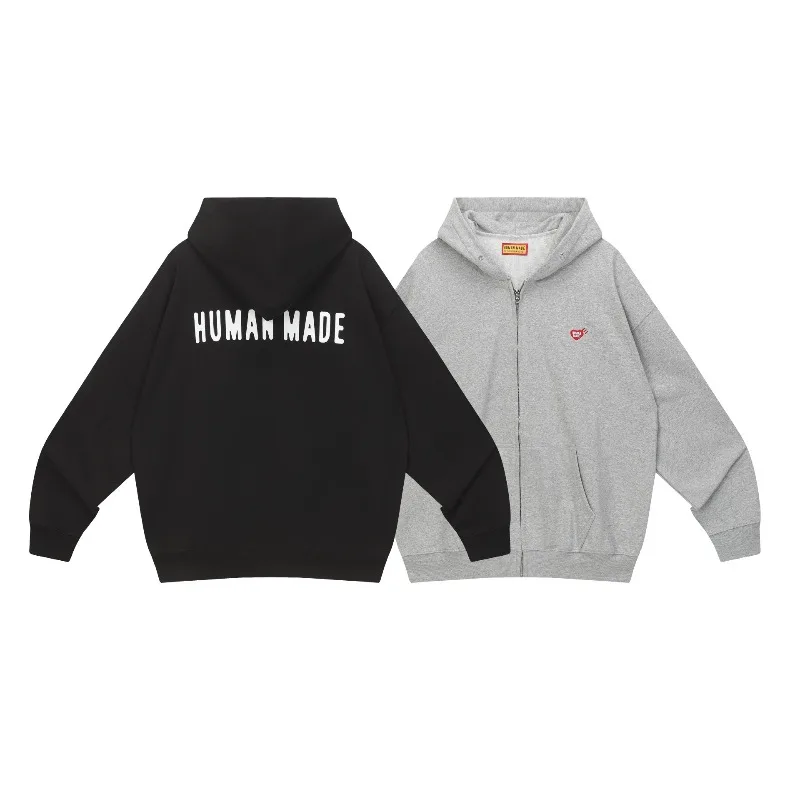 Human Made Vintage Zip Hoodie Heart Print Oversize Pullover Couple Streetwear - view 4