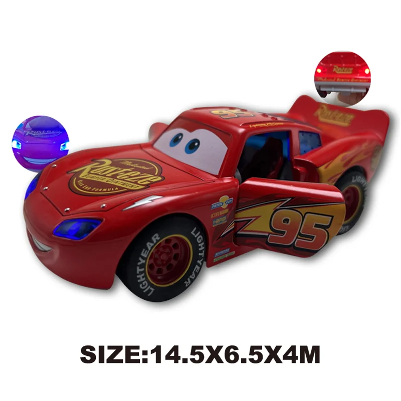 Disney Pixar Cars Lightning Mcqueen Sound and Light Edition Double door pull-back Car 1:32 Diecast Vehicles Alloy Car Toy Gifts