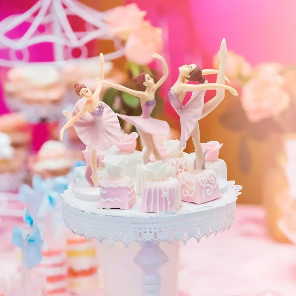 3 PCS Dancing Girl Ballerina Figurine Ballet Figurine Cake Topper For Girl Birthday Party Supplies Ballerina Cake Decoration