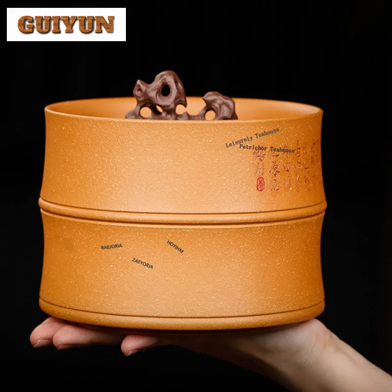 HOYIHM Yixing Purple Clay Section Mud Tea Box Organizer Moisture-proof Vintage Storage Tank Containers Tea Caddy Cafes Craft