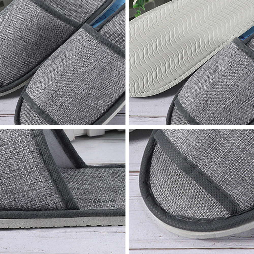 3 Pairs Hotel Slippers Shoes Guest Disposable Slippers Loafer Wedding Shoes Flip Flop Slippers Linen Home Four Seasons Non-slip