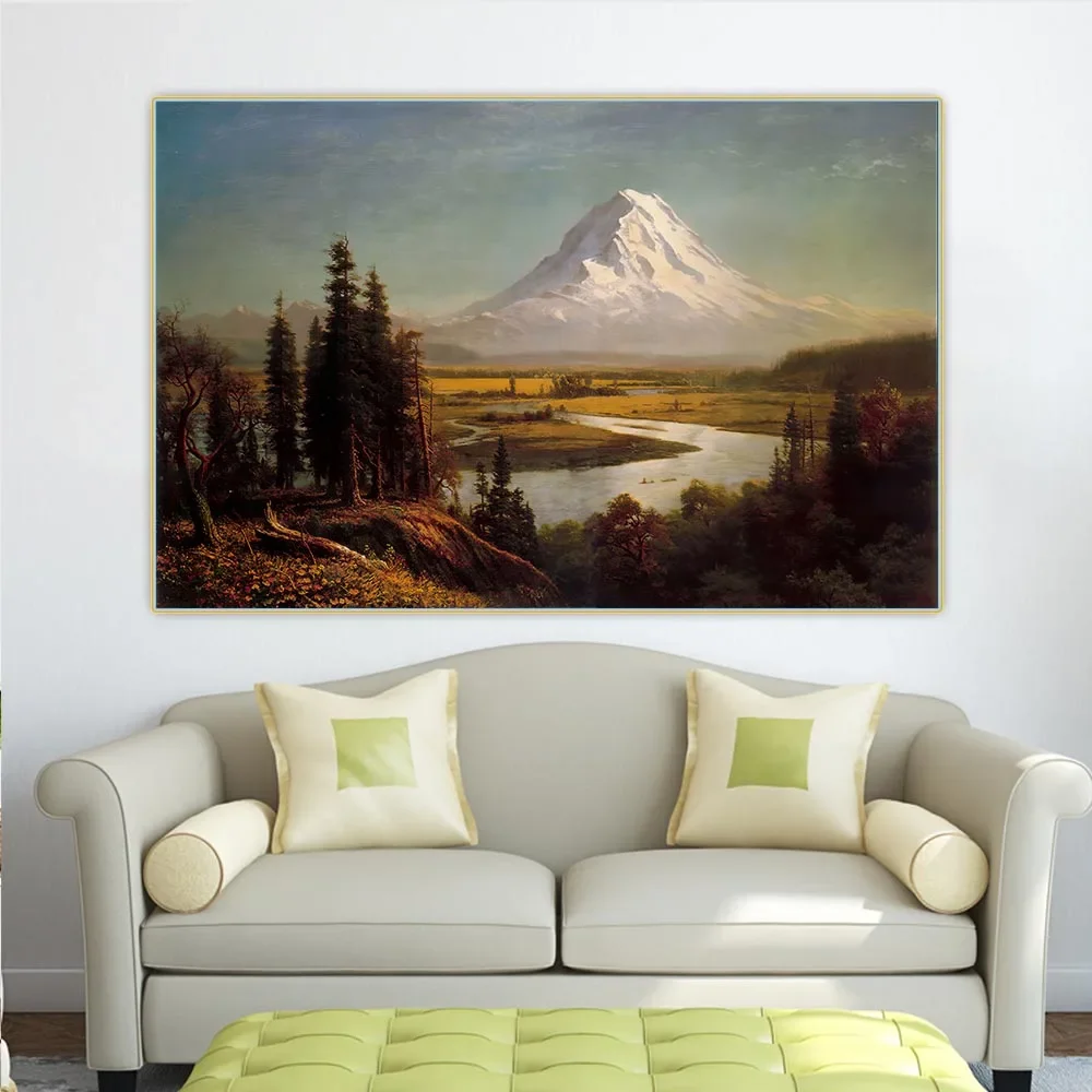 ألبرت بيرستادت "جبل. Rainier "لوحة زيتية قماشية مشهد جماليات صورة عمل فني ديكور غرفة المعيشة المنزلي الديكور