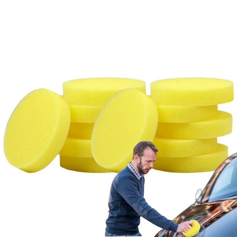 6PCS Car Round Waxing Polish Sponges High Density Foam Applicator Pads Curing And Polishing Sponges Car Detailing Tools Car Wash