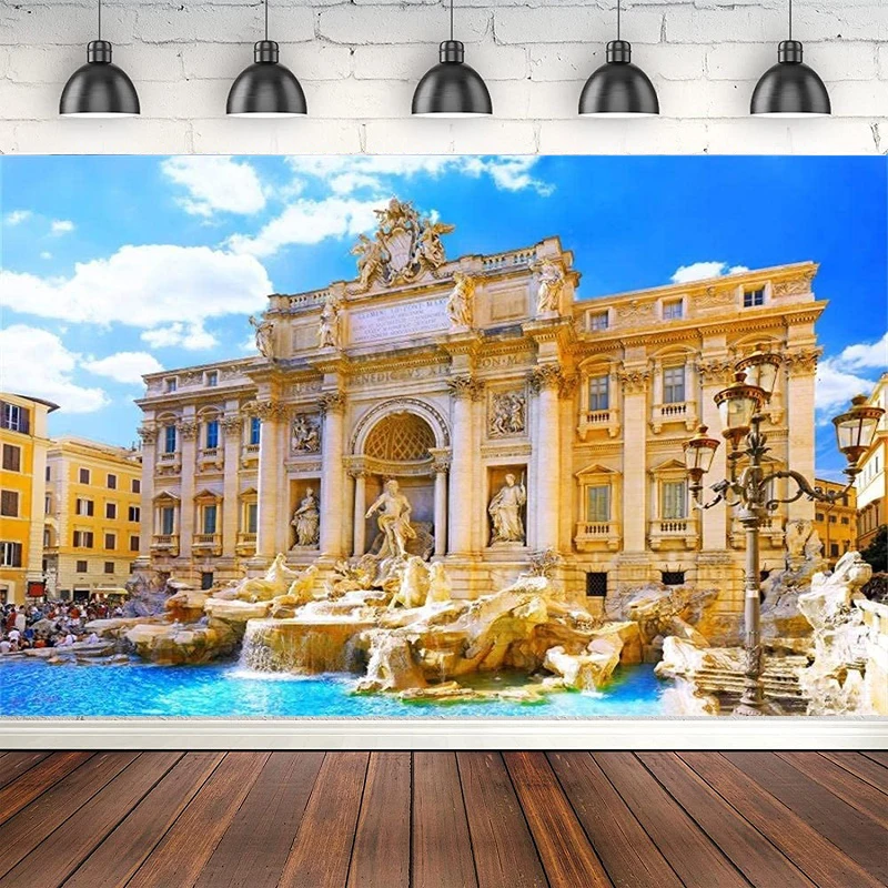 Photography Backdrop Trevi Fountain Rome Italy Ancient Art Portraits Background Decoration Banner Poster For Photo Studio Props