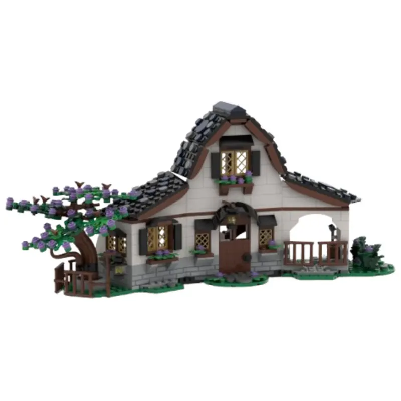 Spot MOC-221183 585pcs Medieval Cun House DIY Small Particle Assembly Building Blocks Educational Toy Model Gift Set Ornaments