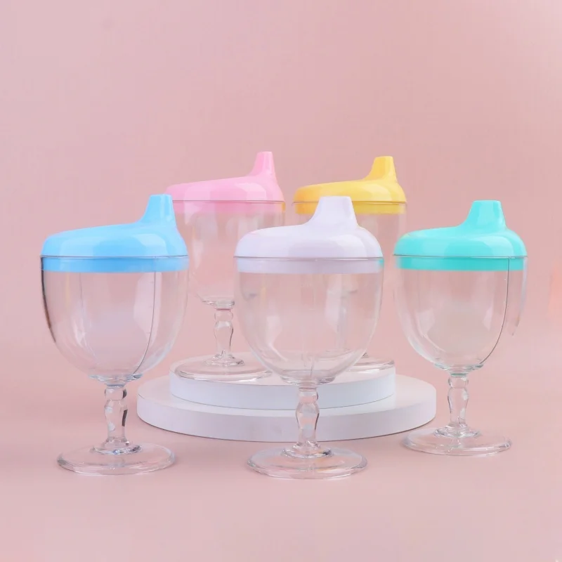 Children's High Footed Learning Drinking Cup Milk Cup Anti Fall Baby Direct Drinking Juice Duckbill Cup Style Milk Bottle