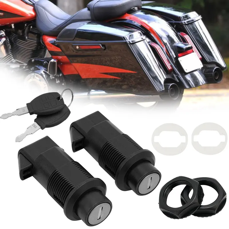 

Motorcycle Hard Saddlebag Locks Set with Keys Trunk Fits Motorcycles Accessories Universal Motorbike Rear Hard Saddlebag Lock