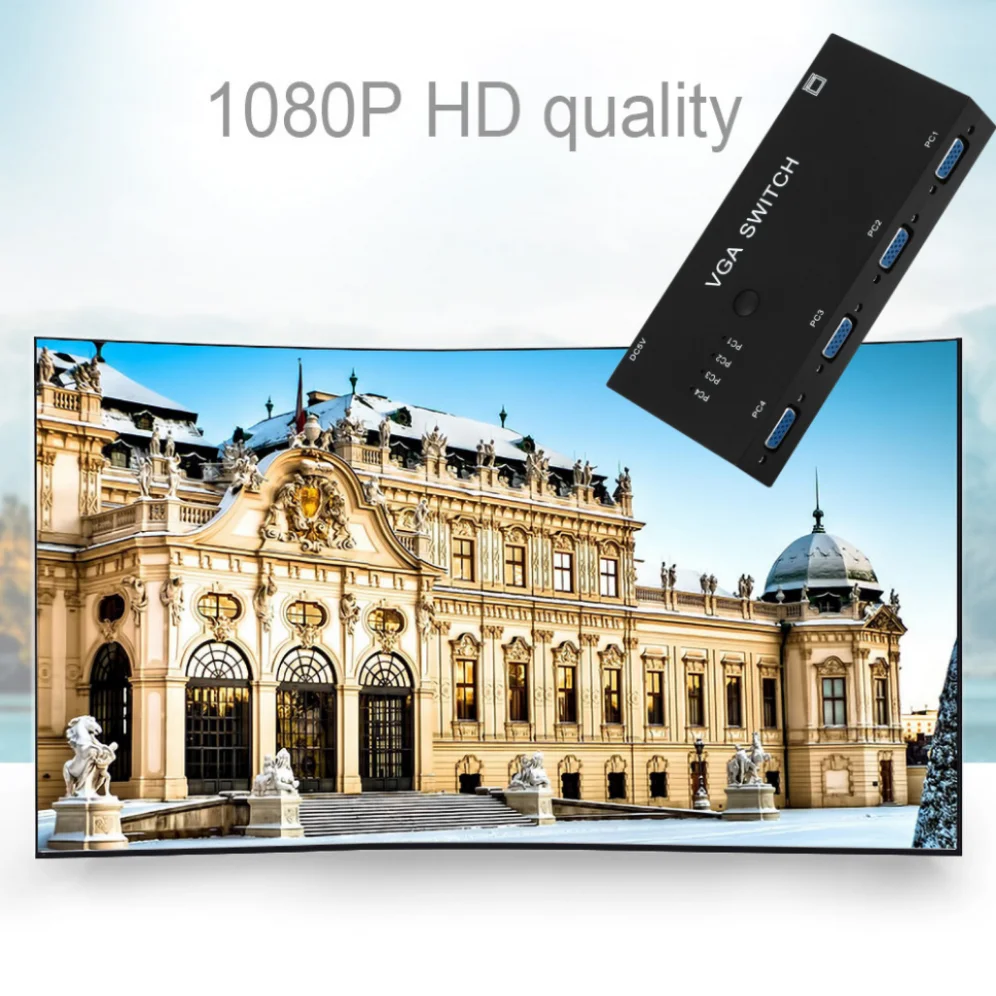 4 in 1 out VGA Switch Splitter Video Adapter 1080P 4 Port VGA Switcher Converter For Monitor Projector Display PC TV Box Laptop