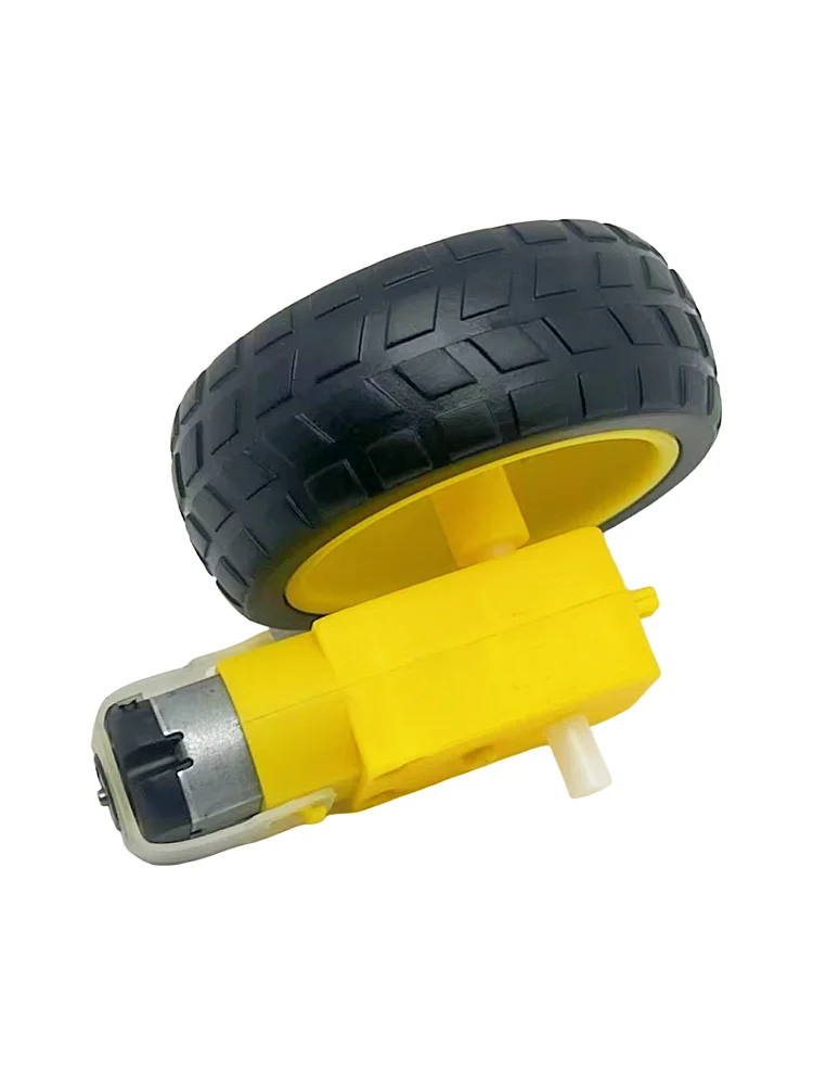 Robot Tires + DC Gear Motor Kit - Wheels,Dual-shaft TT Motor 1:48 DC Geared Motor Rubber Wheel Outer Diameter: 65mm