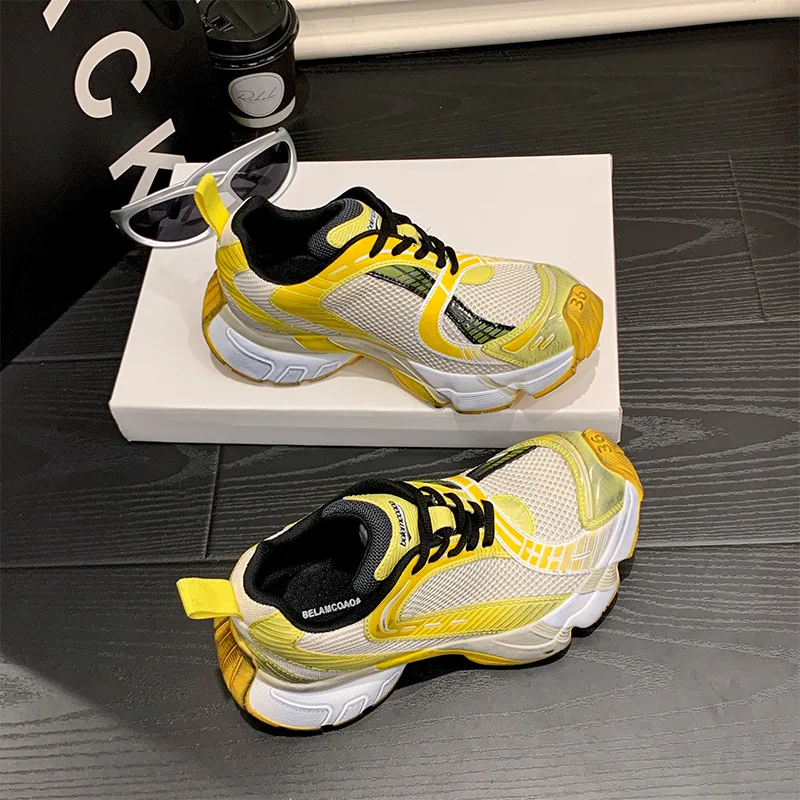 

Новая мужская и женская модная дышащая повседневная спортивная обувь. Дизайнерская мужская и женская спортивная обувь для пар на толстой подошве со шнуровкой.