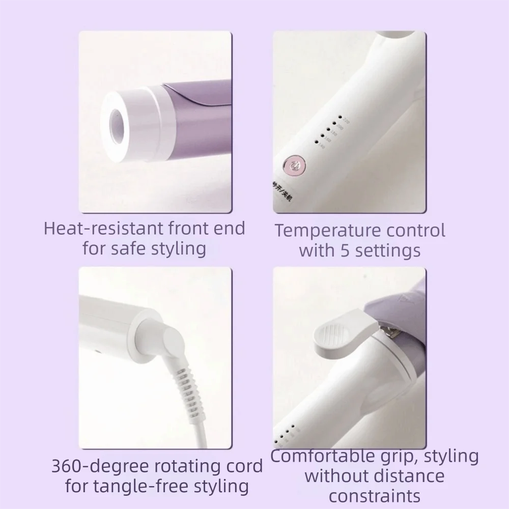 Ferro de ondulação de cabelo cerâmico 40 mm, aquecimento rápido, manual, íon negativo, varinha de ondulação, onda grande, estilo de longa duração, modelador de ondas grandes