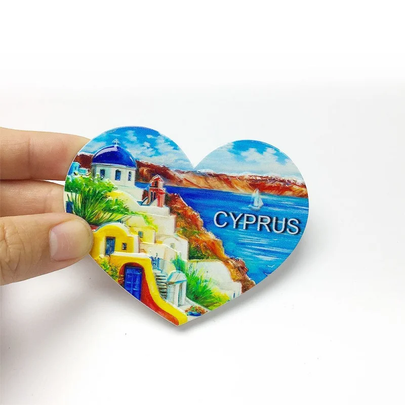 

Cyprus Santorini-Style Blue Dome Church & Coastal Scenery 3D Resin Fridge Magnet, Home Decor, Refrigerator Magnets Cute Souvenir