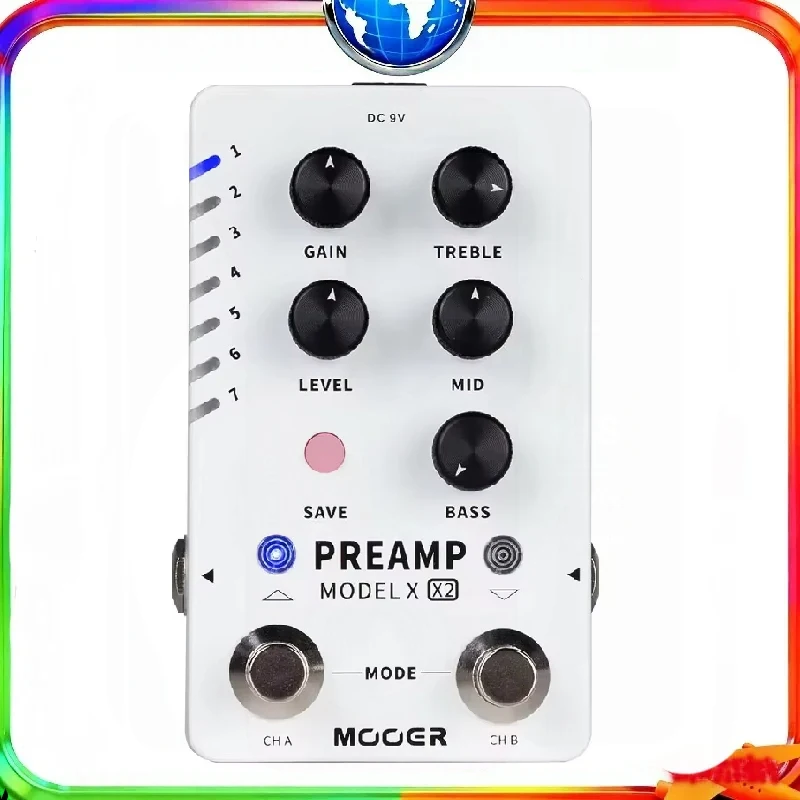 

MOOER PREAMP X2 Dual Channel Pedal with 3 Built-in Cab Sims 14 Preset Slots Digital Preamp IR Loader Studio And Stage Essential